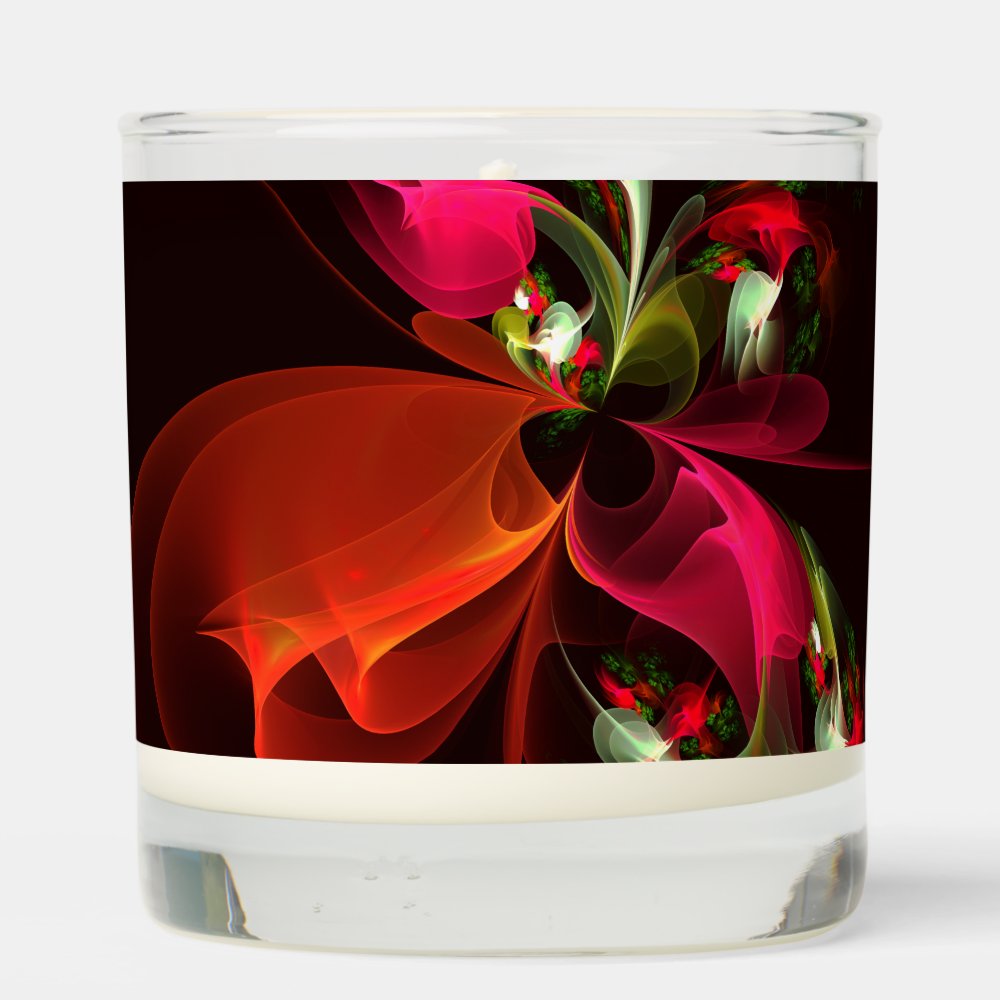 Disover Red Green Floral Modern Abstract Art Pattern Scented Candle