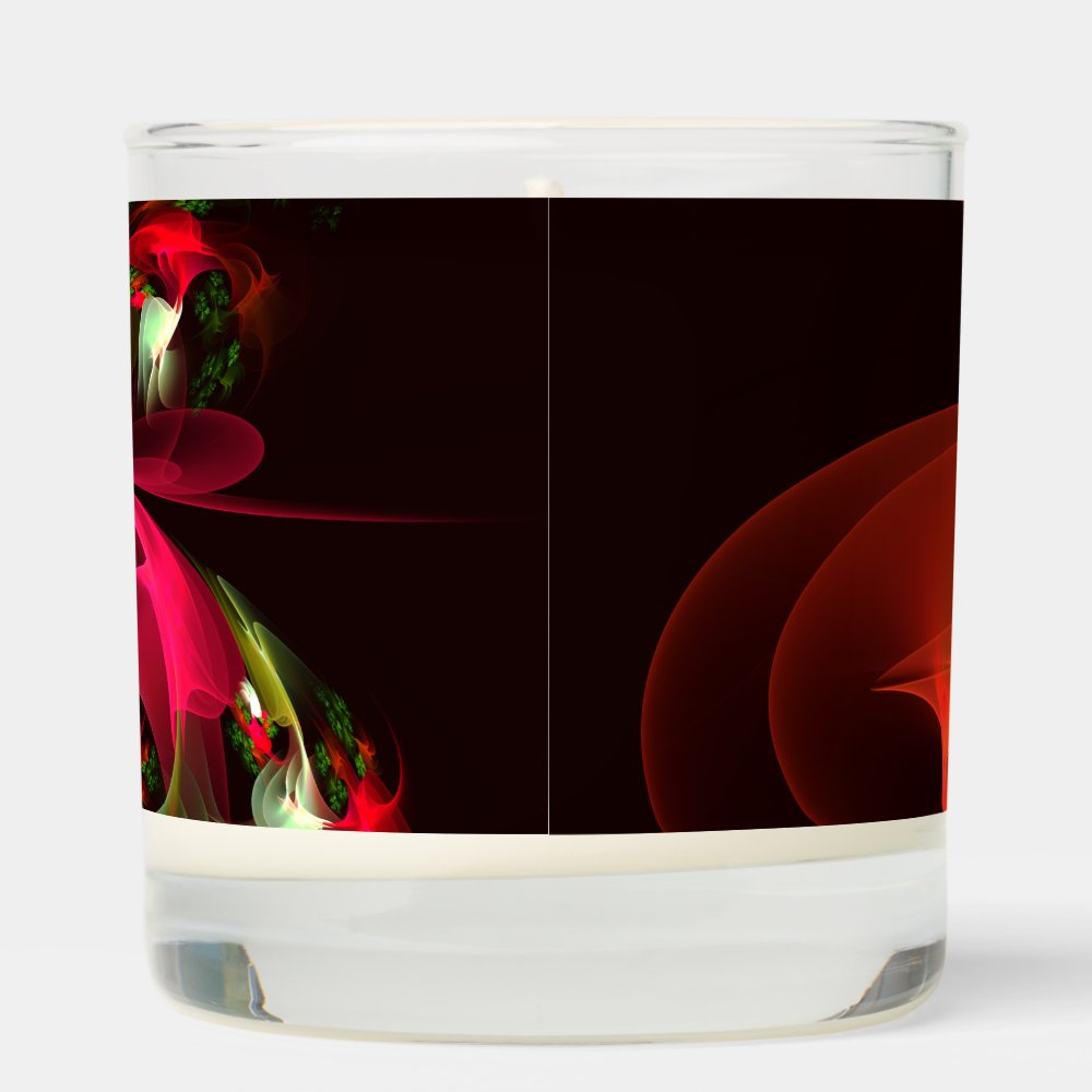 Disover Red Green Floral Modern Abstract Art Pattern Scented Candle