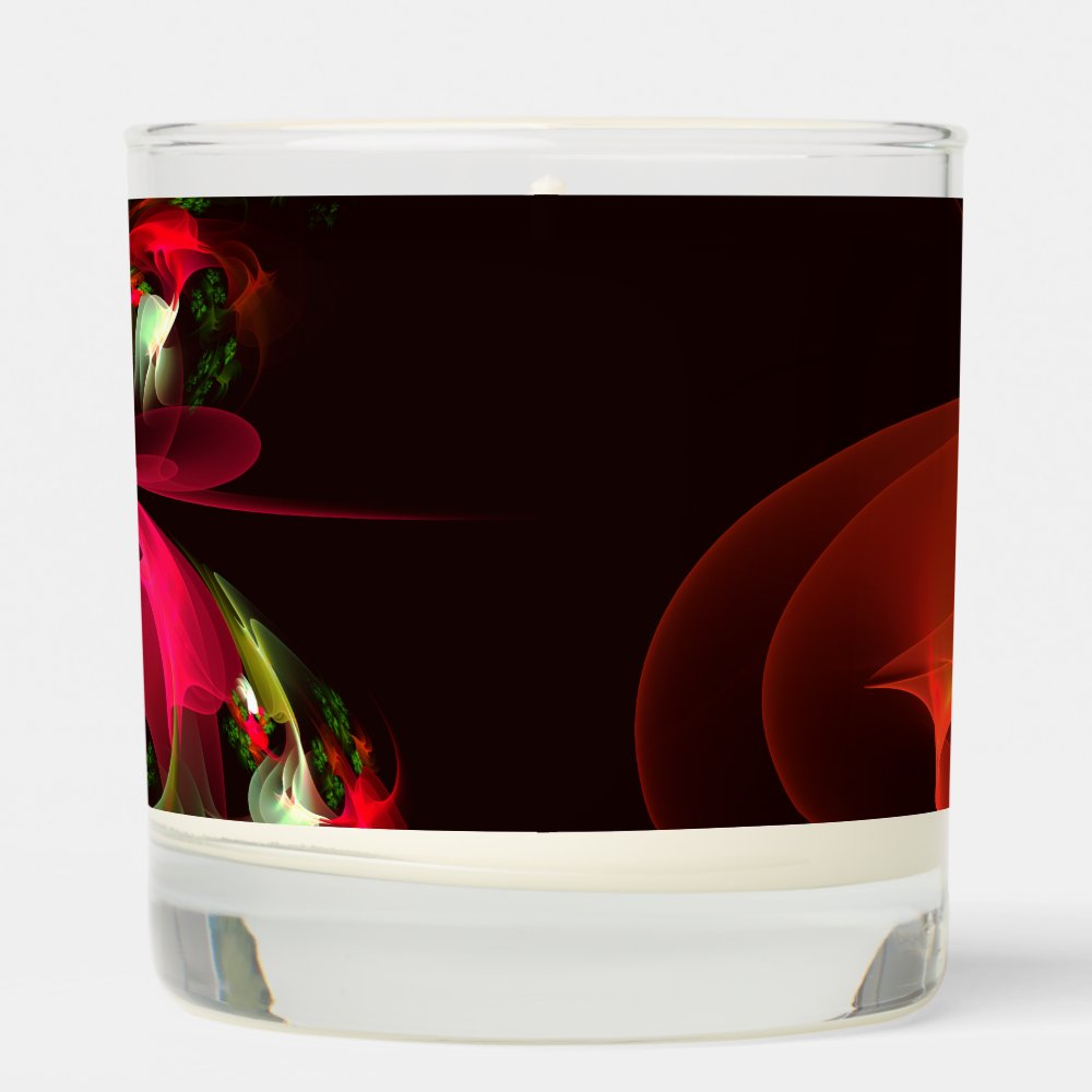 Disover Red Green Floral Modern Abstract Art Pattern Scented Candle