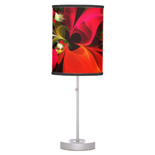 Red Green Floral Modern Abstract Art Pattern #02 Table Lamp
