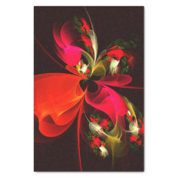 Red Green Floral Modern Abstract Art Pattern #02 Tissue Paper