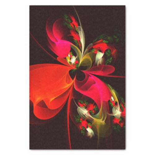 Red Green Floral Modern Abstract Art Pattern 02 Tissue Paper