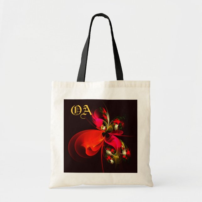 Red Green Floral Modern Abstract Art Pattern #02 Tote Bag (Front)