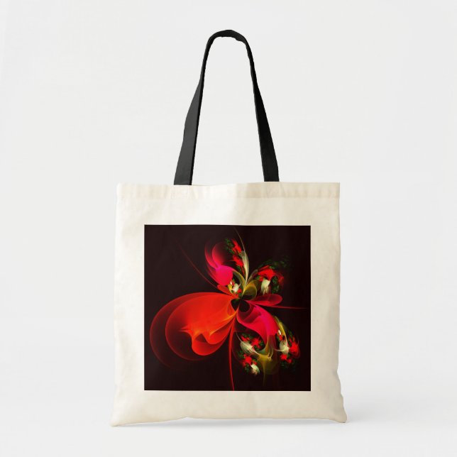 Red Green Floral Modern Abstract Art Pattern #02 Tote Bag (Front)