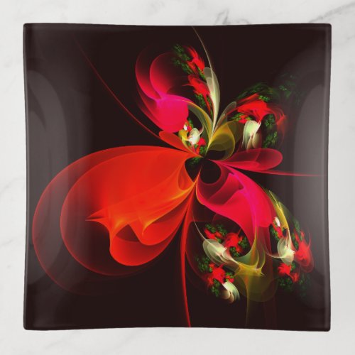 Red Green Floral Modern Abstract Art Pattern #02