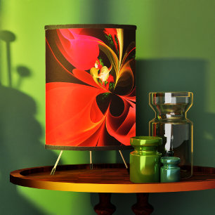 Red Green Floral Modern Abstract Art Pattern #02 Tripod Lamp