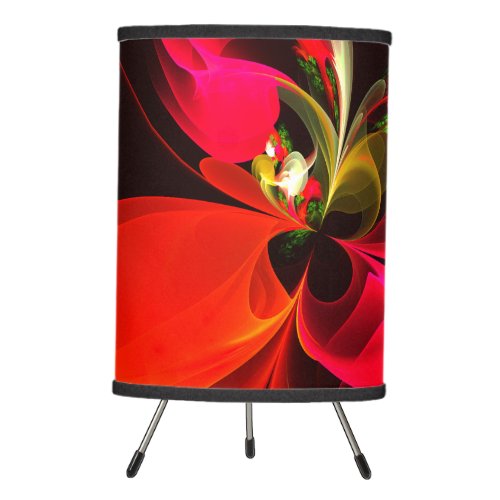 Red Green Floral Modern Abstract Art Pattern 02 Tripod Lamp