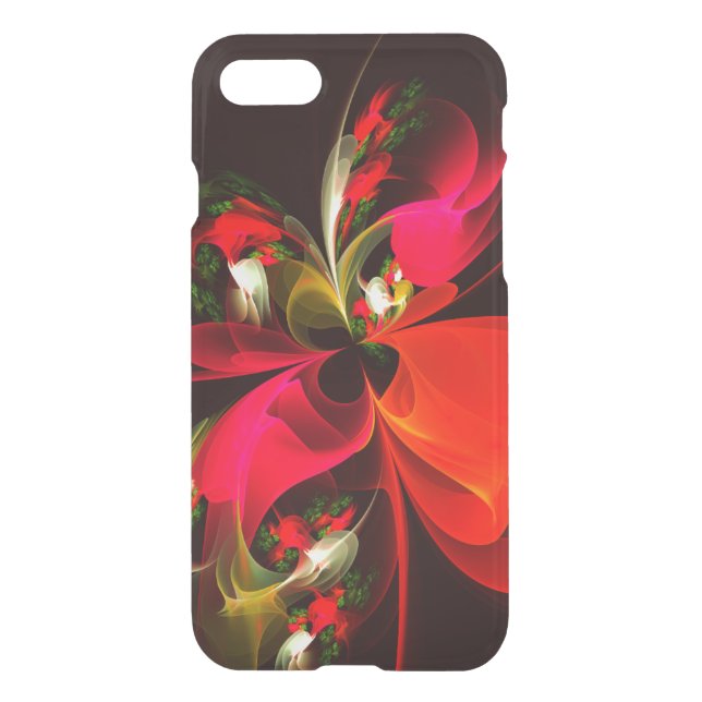 Red Green Floral Modern Abstract Art Pattern #02 Uncommon iPhone Case (Back)