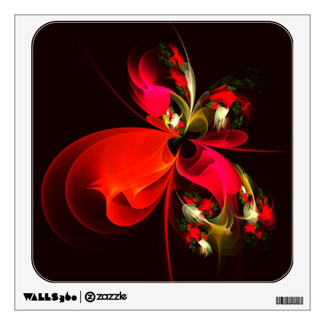 Red Green Floral Modern Abstract Art Pattern #02 Wall Decal (Front)