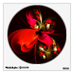 Red Green Floral Modern Abstract Art Pattern #02 Wall Decal