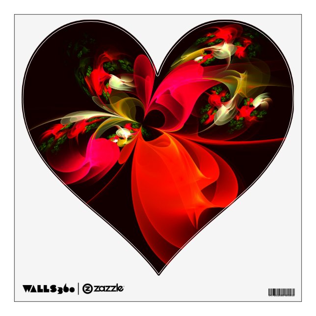 Red Green Floral Modern Abstract Art Pattern #02 Wall Decal (Front)