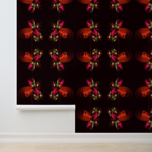 Red Green Floral Modern Abstract Art Pattern 02 Wallpaper