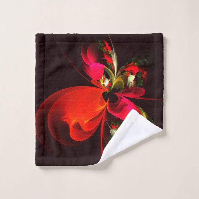 Red Green Floral Modern Abstract Art Pattern #02 Wash Cloth (Wash Cloth)