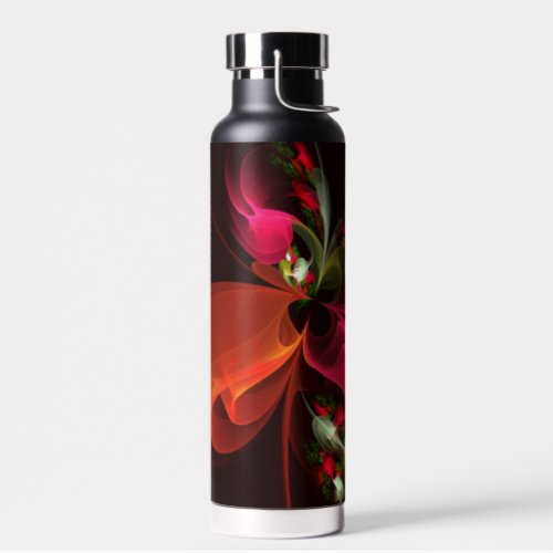 Red Green Floral Modern Abstract Art Pattern 02 Water Bottle