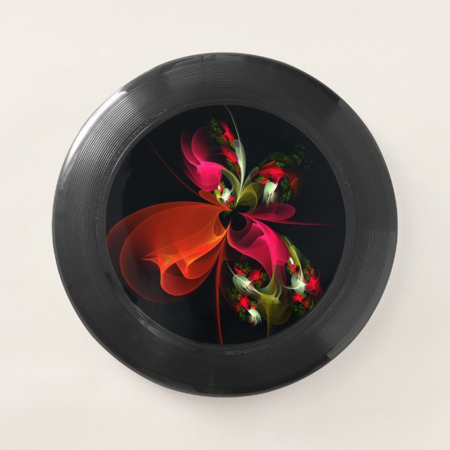 Red Green Floral Modern Abstract Art Pattern #02 Wham-O Frisbee (Front)