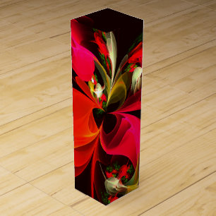 Red Green Floral Modern Abstract Art Pattern #02 Wine Box