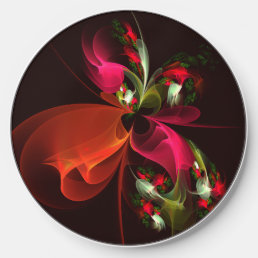 Red Green Floral Modern Abstract Art Pattern #02 Wireless Charger