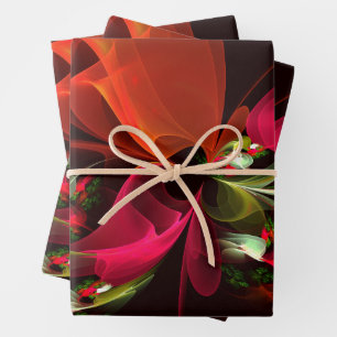 Red Green Floral Modern Abstract Art Pattern #02 Wrapping Paper Sheets