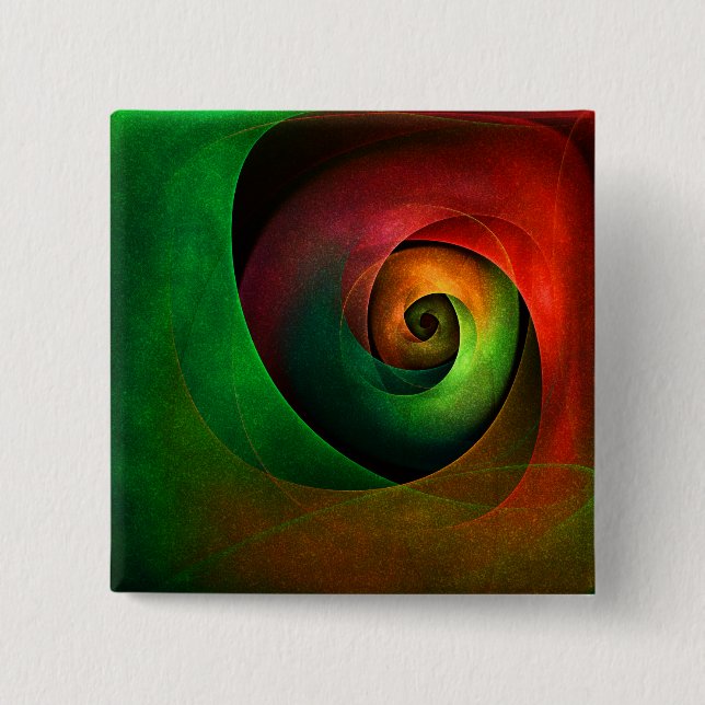 Red Green Floral Modern Abstract Art Pattern #21 Button (Front)