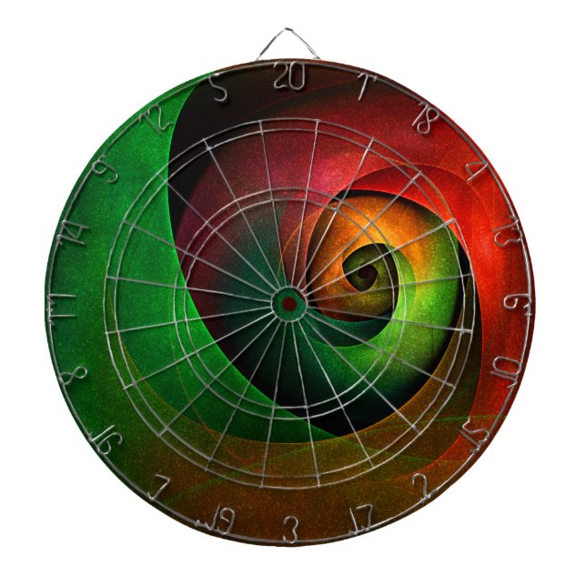 Red Green Floral Modern Abstract Art Pattern #21 Dart Board (Front)