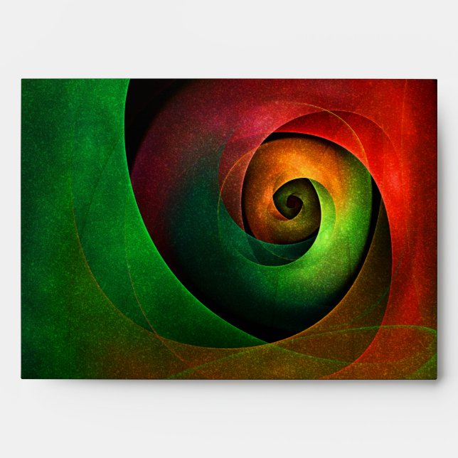 Red Green Floral Modern Abstract Art Pattern #21 Envelope (Front)