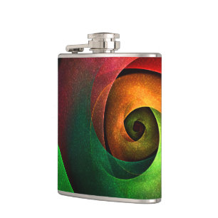 Red Green Floral Modern Abstract Art Pattern #21 Flask