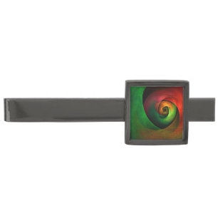 Red Green Floral Modern Abstract Art Pattern #21 Gunmetal Finish Tie Bar