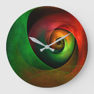 Red Green Floral Modern Abstract Art Pattern #21 Large Clock