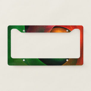 Red Green Floral Modern Abstract Art Pattern #21 License Plate Frame