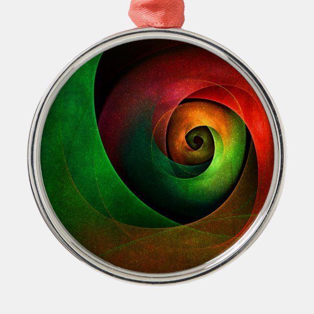 Red Green Floral Modern Abstract Art Pattern #21 Metal Ornament (Front)