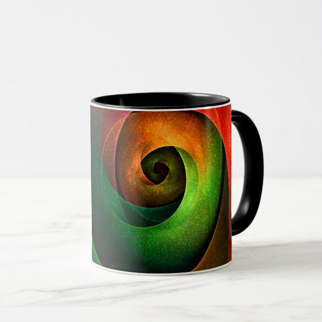 Red Green Floral Modern Abstract Art Pattern #21 Mug (Front Right)
