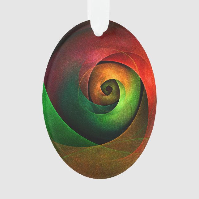 Red Green Floral Modern Abstract Art Pattern #21 Ornament (Front)