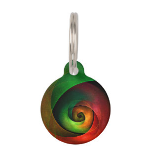 Red Green Floral Modern Abstract Art Pattern #21 Pet ID Tag