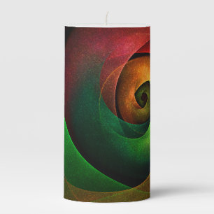Red Green Floral Modern Abstract Art Pattern #21 Pillar Candle