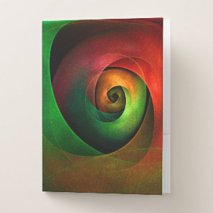 Red Green Floral Modern Abstract Art Pattern #21 Pocket Folder