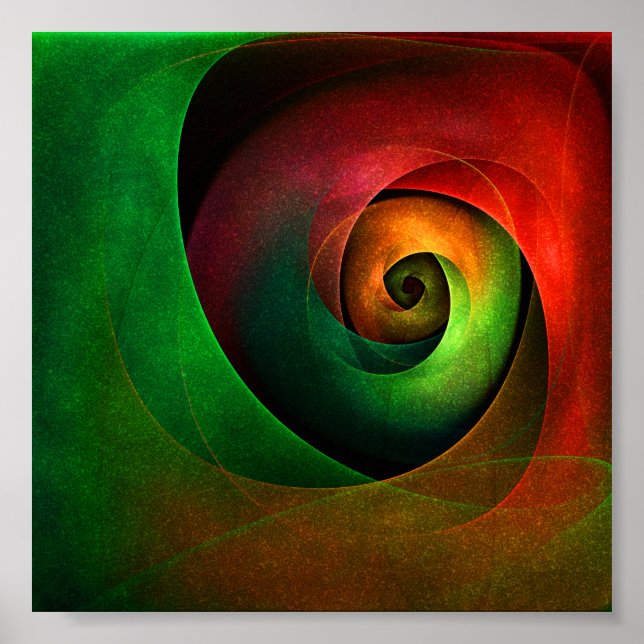 Red Green Floral Modern Abstract Art Pattern #21 Poster (Front)