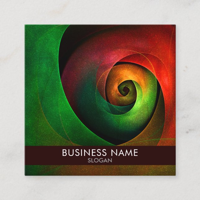 Red Green Floral Modern Abstract Art Pattern #21 Square Business Card (Front)