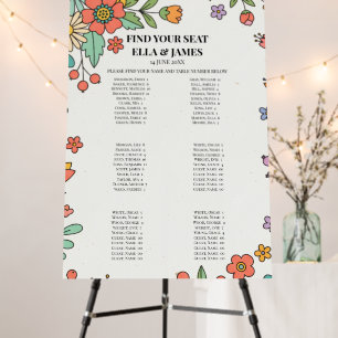 Red Green Floral Seating Chart Sign