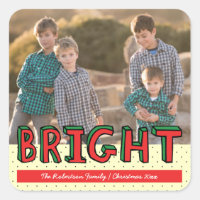 Red Green Fun Colorful Blocks Bright Holiday Square Sticker