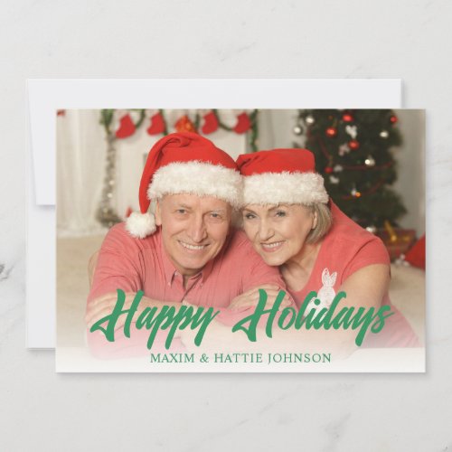 Red Green Gingham Plaid Happy Holidays Photo Holiday Card