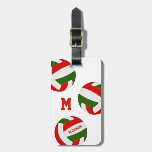 red green girls boys volleyball team colors luggage tag