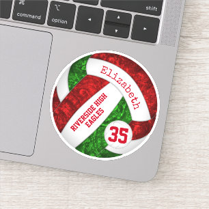 red green girly volleyball team colors sticker