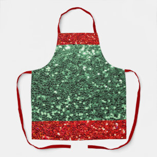 Red Green Glitter Holiday Christmas Cooking Apron