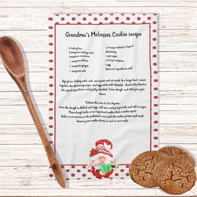 Red Green Gnome Christmas Tree Recipe keepsake Kit Kitchen Towel (Creator Uploaded)