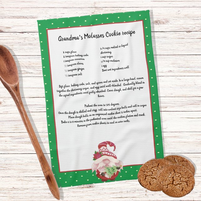 Red Green Gnome Christmas Tree Recipe keepsake Kitchen Towel (Creator Uploaded)