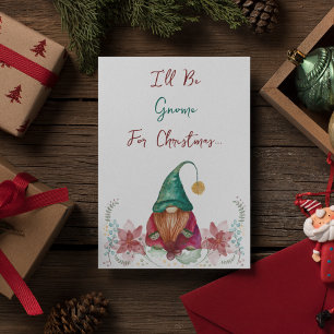 Red Green Gnome Holly Berry Poinsettia watercolor Invitation