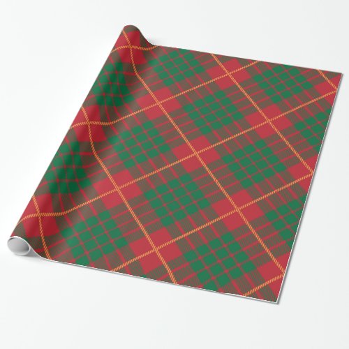 Red  green gold accents buffalo plaid pattern wrapping paper