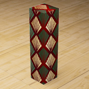 RED GREEN GOLD ART DECO HOLIDAY PATTERNS WINE BOX