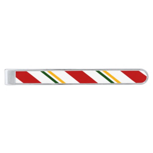  Red Green  Gold Brown Candy Cane Christmas Silver Finish Tie Bar