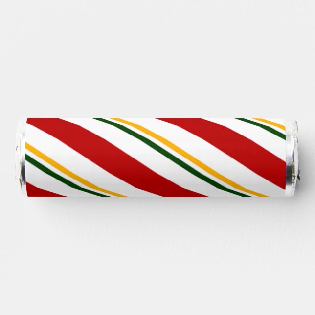  Red Green & Gold Candy Cane Stripes Christmas Breath Savers® Mints (Front)
